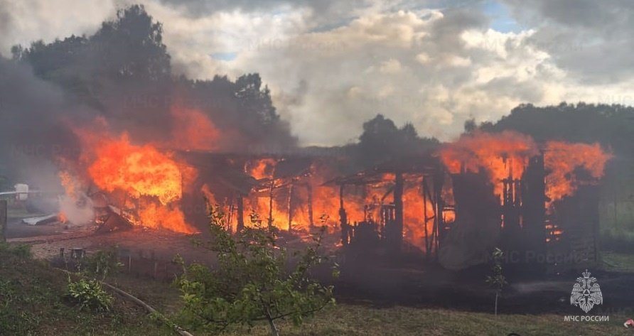 Пожар в Тарусском районе, д. Варваренки